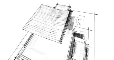 Ev kavramı kroki 3d çizim