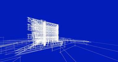 Binanın mimari 3d çizim çizim ev