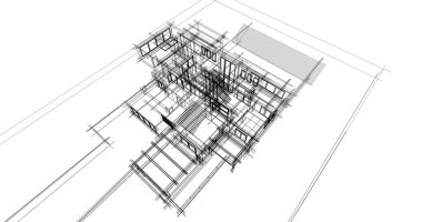 Ev kavramı kroki 3d çizim