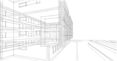 Binanın mimari 3d çizim çizim ev