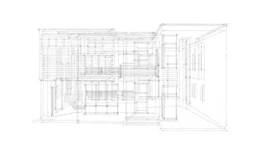 Arkaplanda mimari bina 3d illüstrasyon,