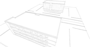 Binanın mimari 3d çizim çizim ev