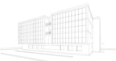 Binanın mimari 3d çizim çizim ev