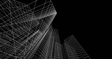 şehir mimarisi ve binalar 3D çizimi 