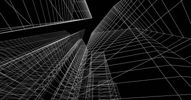 şehir mimarisi ve binalar 3D çizimi 