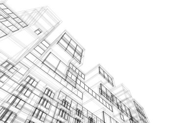 mimari çizimleri 3B illüstrasyon - illüstrasyon