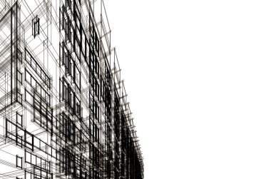 mimari çizimleri 3B illüstrasyon - illüstrasyon