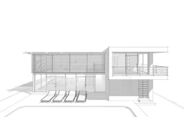 Binanın mimari 3d çizim çizim ev