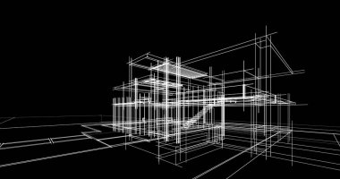 Ev kavramı kroki 3d çizim