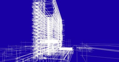 mimari çizimleri 3B illüstrasyon - illüstrasyon