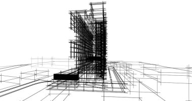 mimari çizimleri 3B illüstrasyon - illüstrasyon
