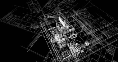 mimari çizimleri 3B illüstrasyon - illüstrasyon