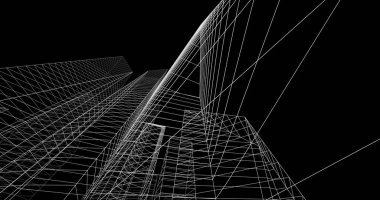 şehir mimarisi ve binalar 3D çizimi 