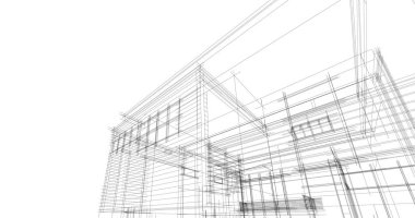 Arkaplanda mimari bina 3d illüstrasyon,