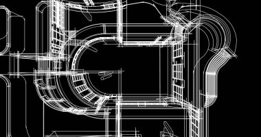 Arkaplanda mimari bina 3d illüstrasyon,