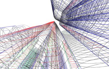 Binanın mimari 3d çizim çizim ev