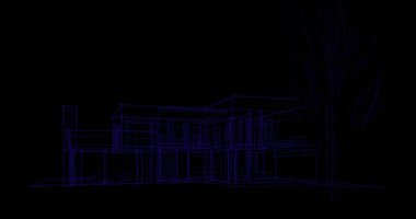 Binanın mimari 3d çizim çizim ev