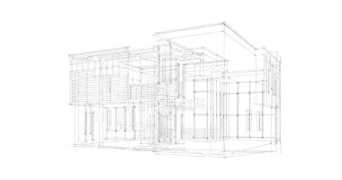 Arkaplanda mimari bina 3d illüstrasyon,