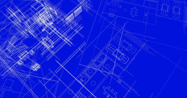 mimari çizimleri 3B illüstrasyon - illüstrasyon