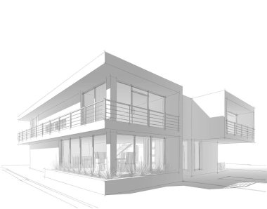 mimari çizimleri 3B illüstrasyon - illüstrasyon