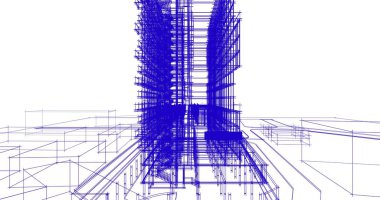 mimari çizimleri 3B illüstrasyon - illüstrasyon