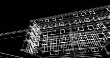 Binanın mimari 3d çizim çizim ev