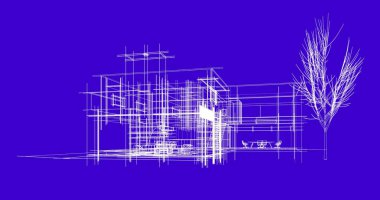 mimari çizimleri 3B illüstrasyon - illüstrasyon