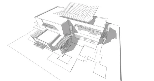 房子概念剪影3D — 图库照片