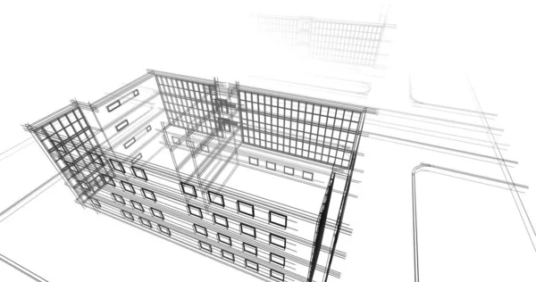 Maison Bâtiment Dessin Architectural Illustration — Photo