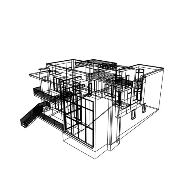 房子概念剪影3D — 图库照片