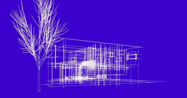 mimari çizimleri 3B illüstrasyon - illüstrasyon