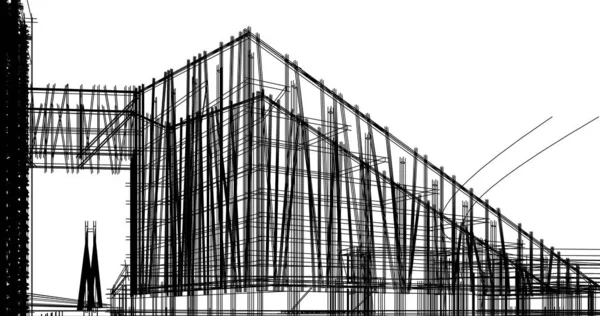 建筑图纸3D — 图库照片