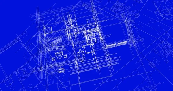 mimari çizimleri 3B illüstrasyon - illüstrasyon