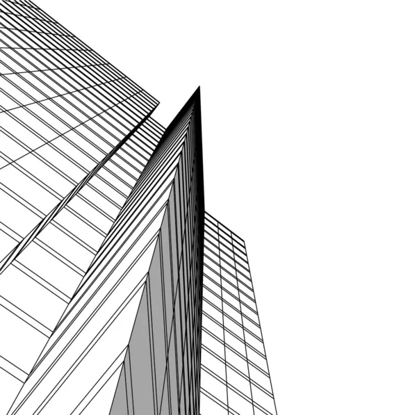 未来派城市摩天大楼背景 — 图库照片