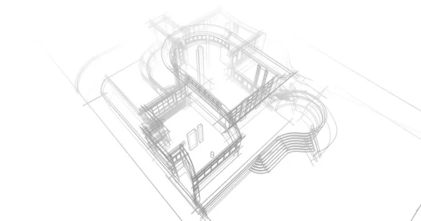 Arquitectura Edificio Ilustración Sobre Fondo —  Fotos de Stock