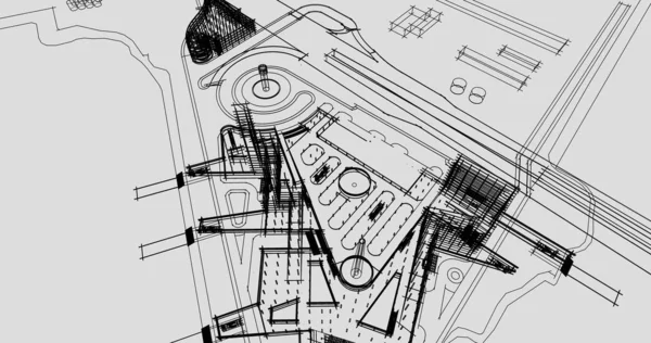 Rysunki Architektoniczne Ilustracja Ilustracja — Zdjęcie stockowe