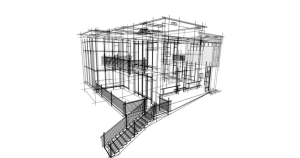 房子概念剪影3D — 图库照片