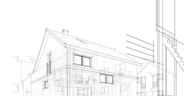 Binanın mimari 3d çizim çizim ev