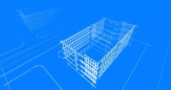 房子大厦建筑图画3D — 图库照片