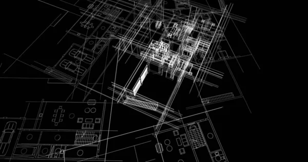 mimari çizimleri 3B illüstrasyon - illüstrasyon