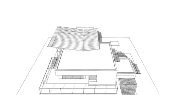 房子概念剪影3D — 图库照片