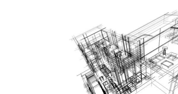 房子概念剪影3D — 图库照片