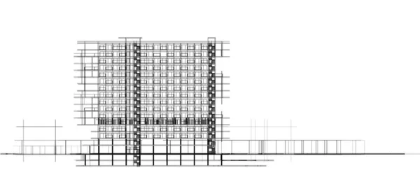 建筑图纸3D — 图库照片