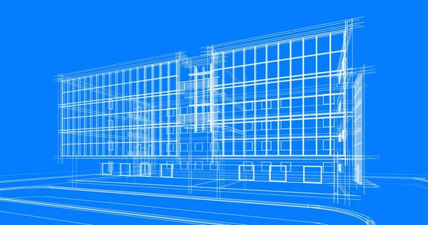 Haus Gebäude Architektonische Zeichnung Illustration — Stockfoto