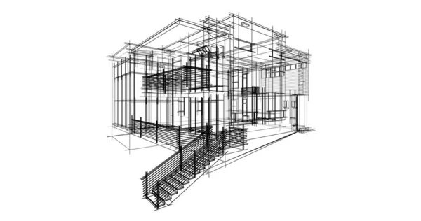 房子概念剪影3D — 图库照片