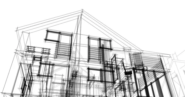 Binanın mimari 3d çizim çizim ev