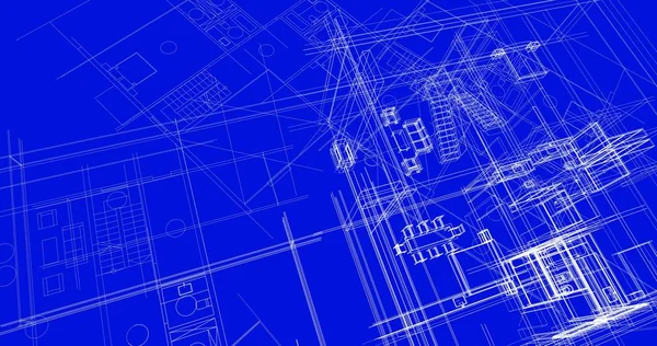 mimari çizimleri 3B illüstrasyon - illüstrasyon