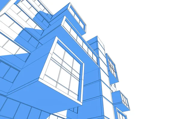 Binanın mimari 3d çizim çizim ev