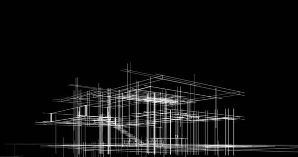 房子概念剪影3D — 图库照片