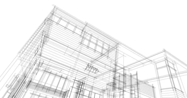 Arkaplanda mimari bina 3d illüstrasyon,